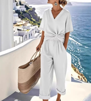 Ensemble fluide croisé taille nouée