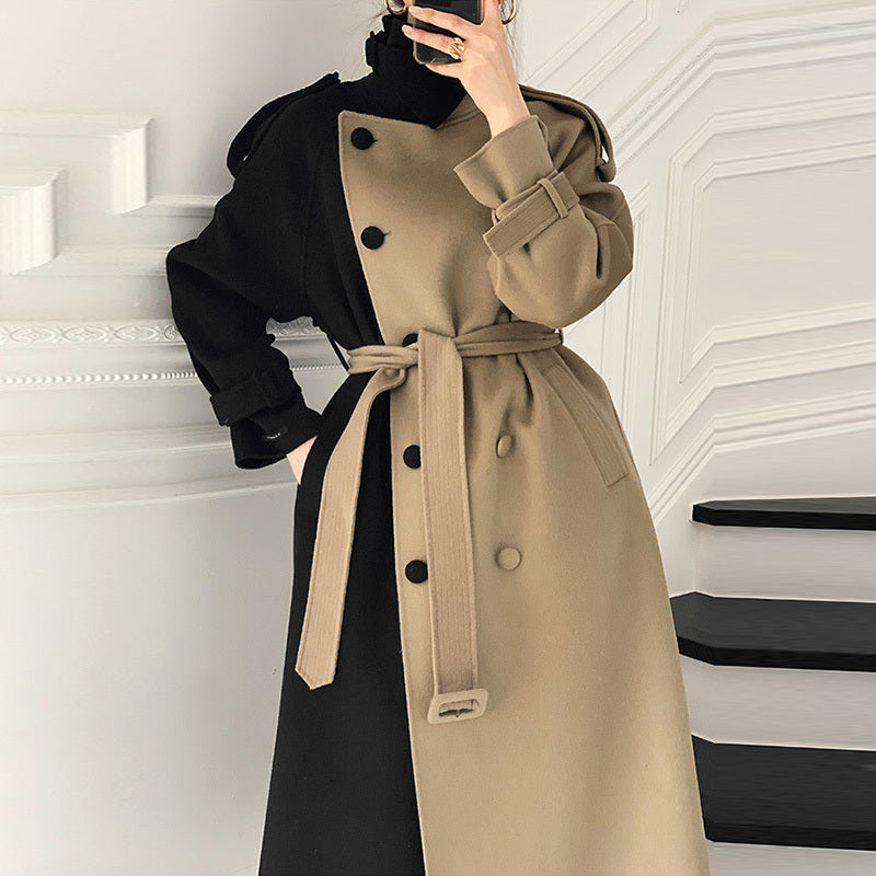 Manteau Croisé Contrasté Hiver Valissea Femme