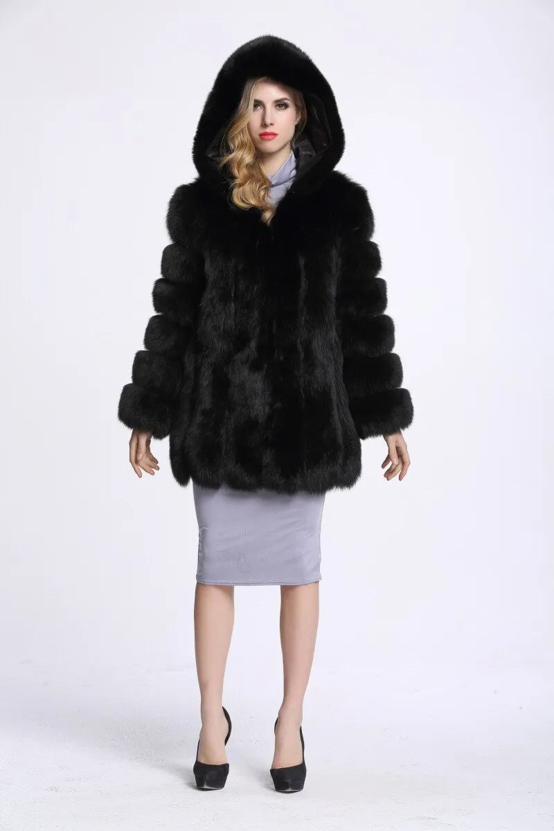Manteau capuche fausse fourrure