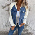 Veste Denim Manches Tricotées