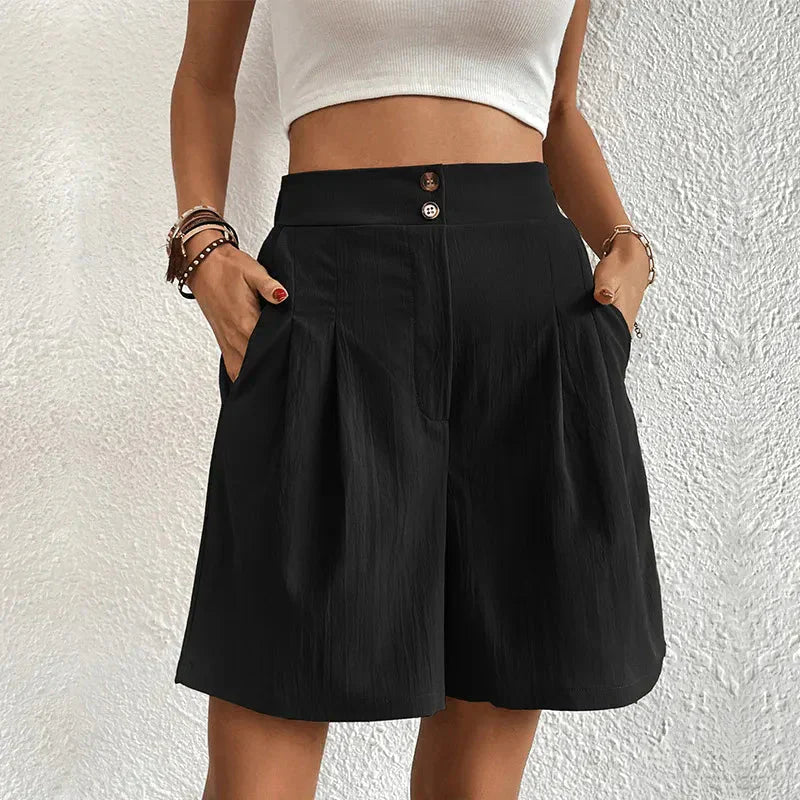Jocelyn – Short Taille Haute Plissé, Style Estival Léger