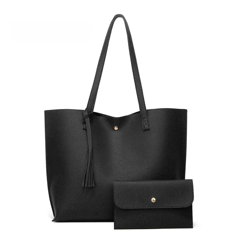 Livia Élégance – Grand Sac Cabas en Cuir Noir