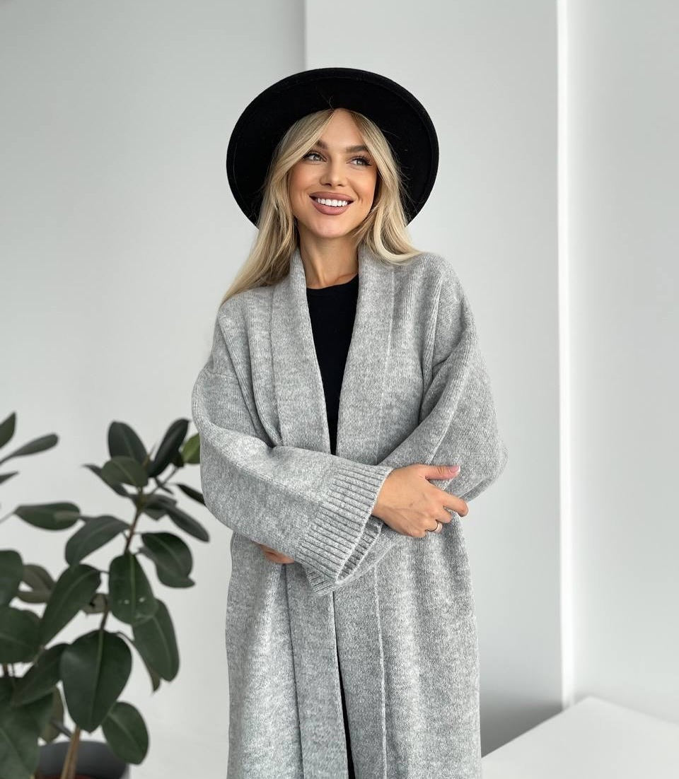 Cardigan long en maille oversize