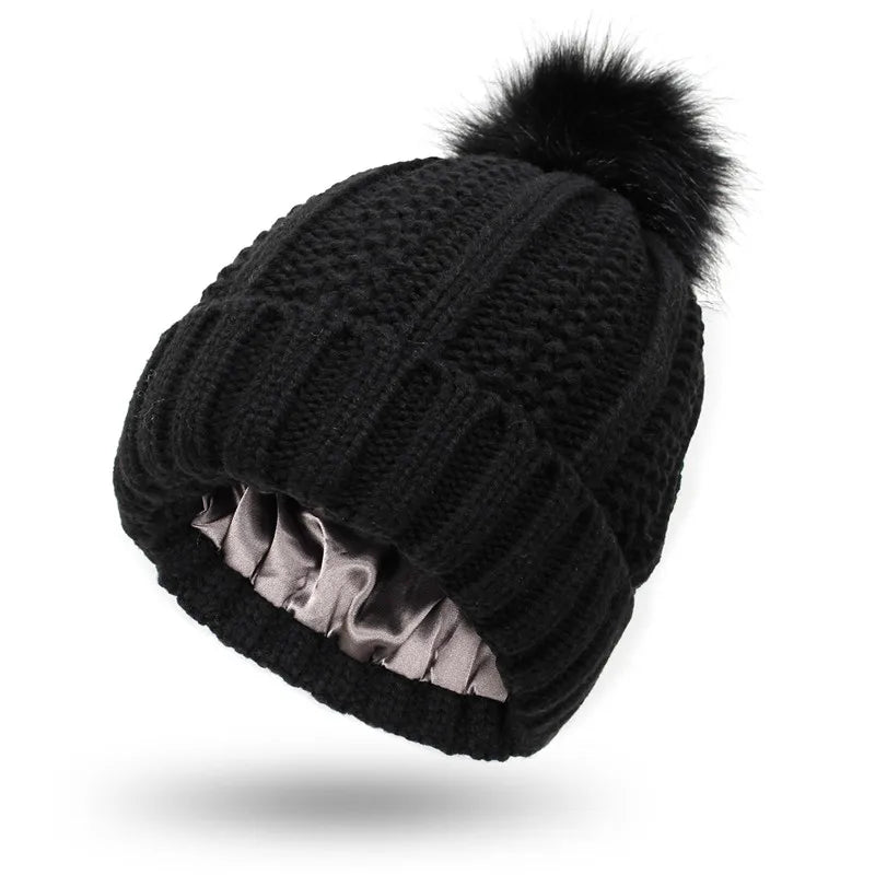 Bonnet Hiver Femme Doublé Satin