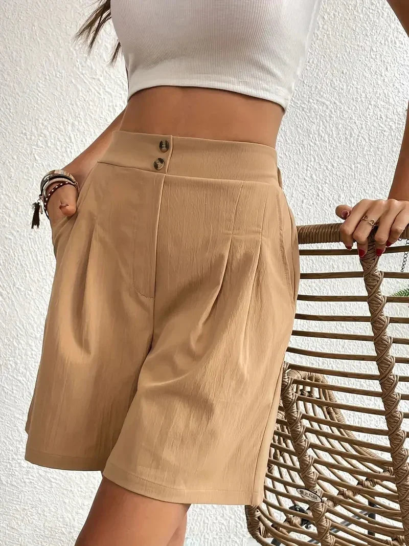 Jocelyn – Short Taille Haute Plissé, Style Estival Léger