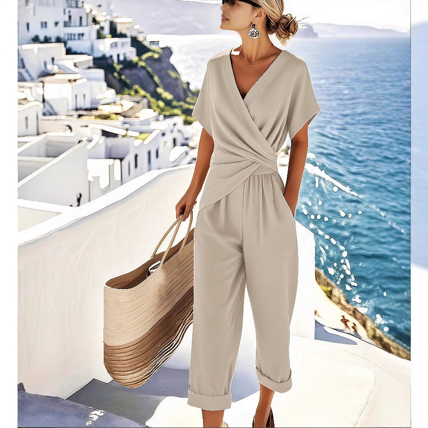 Ensemble fluide croisé taille nouée
