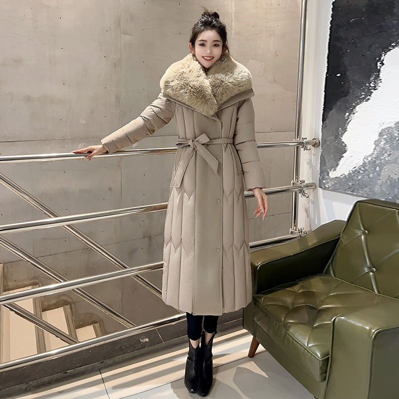 Manteau Long à Col en Fausse Fourrure