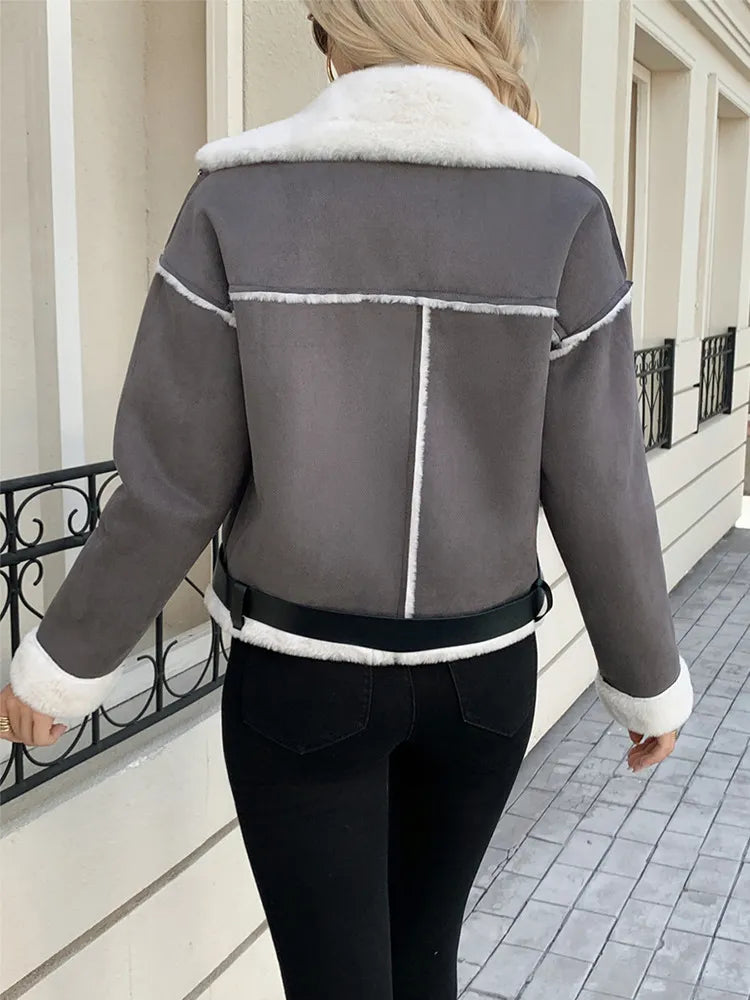 Blouson aviateur doublé sherpa ceinturé