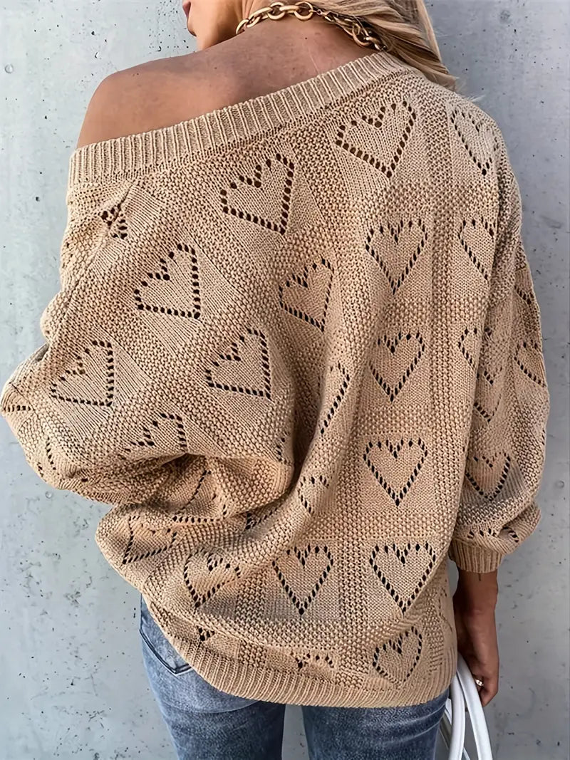 Pull tricoté ajouré à col en V