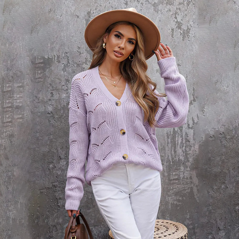 Cardigan col V tricoté