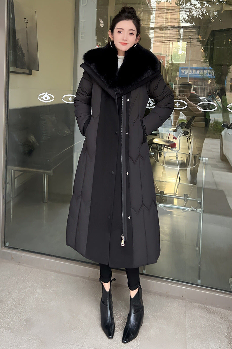 Manteau Long à Col en Fausse Fourrure