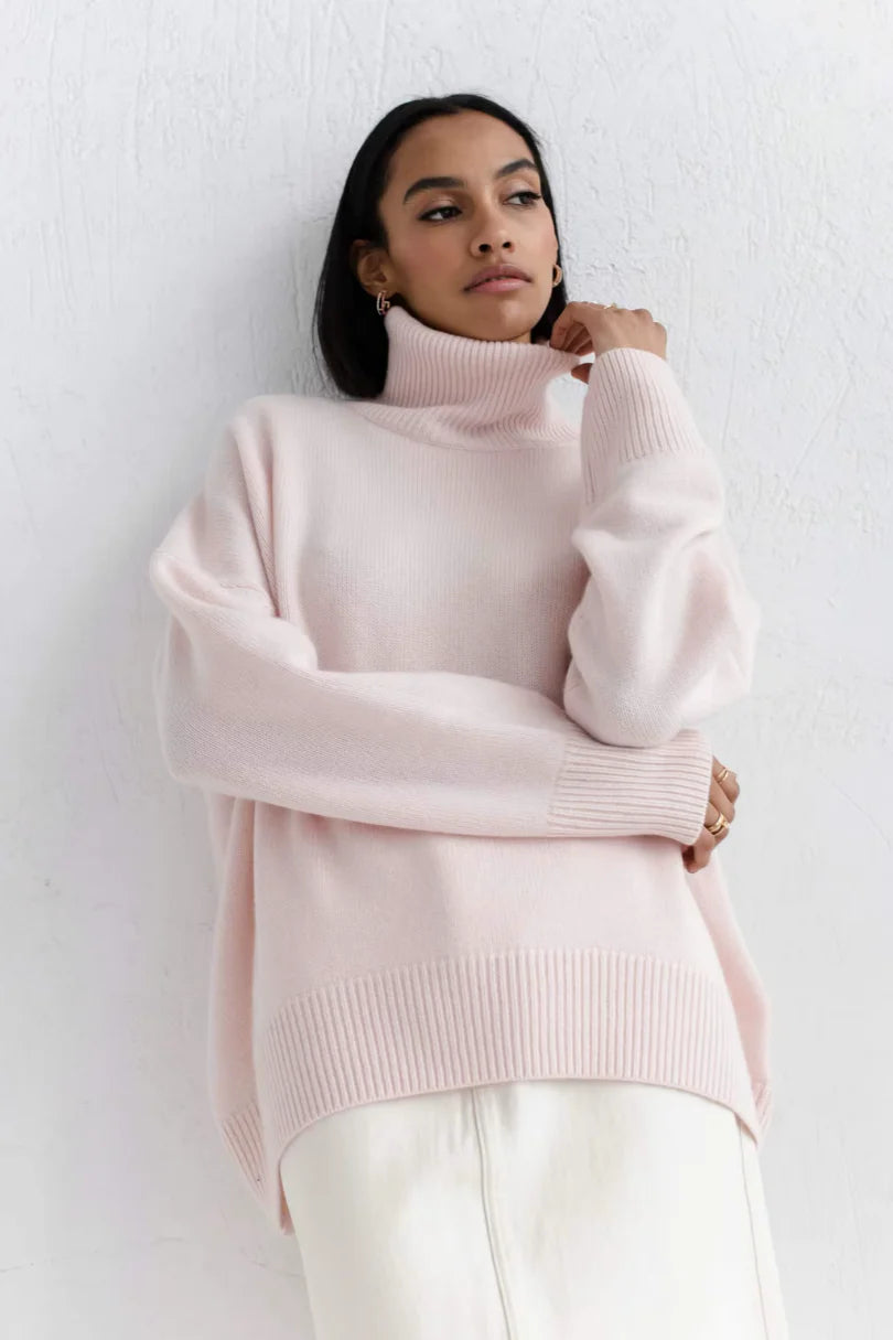 Pull col roulé maille oversize douce