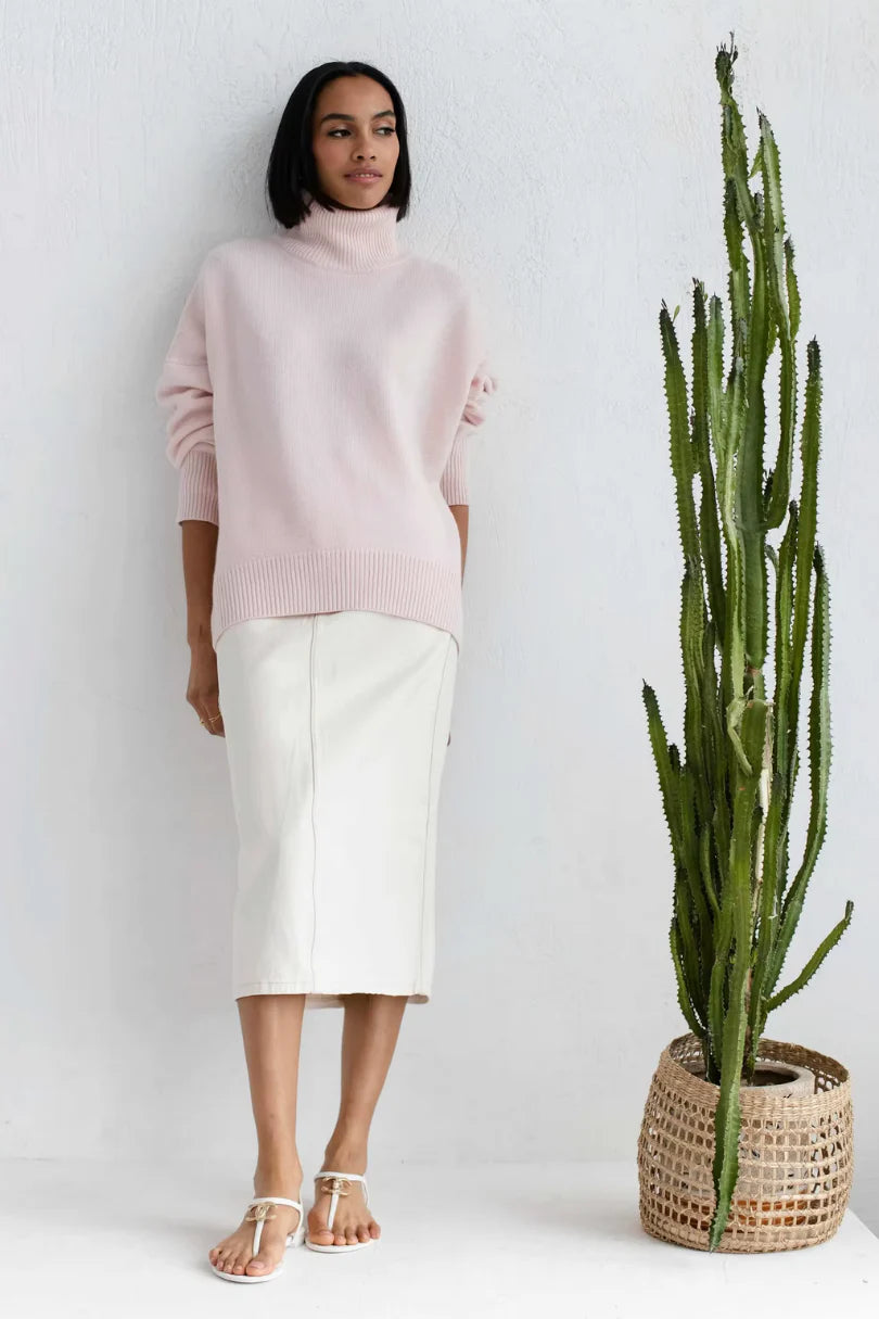 Pull col roulé maille oversize douce