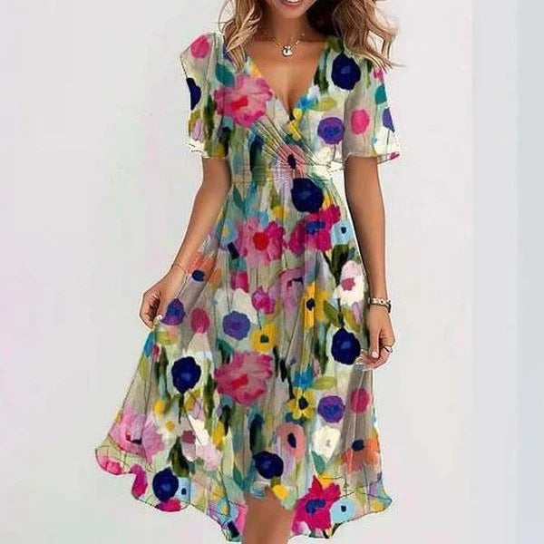 Robe Midi Portefeuille Fleurie