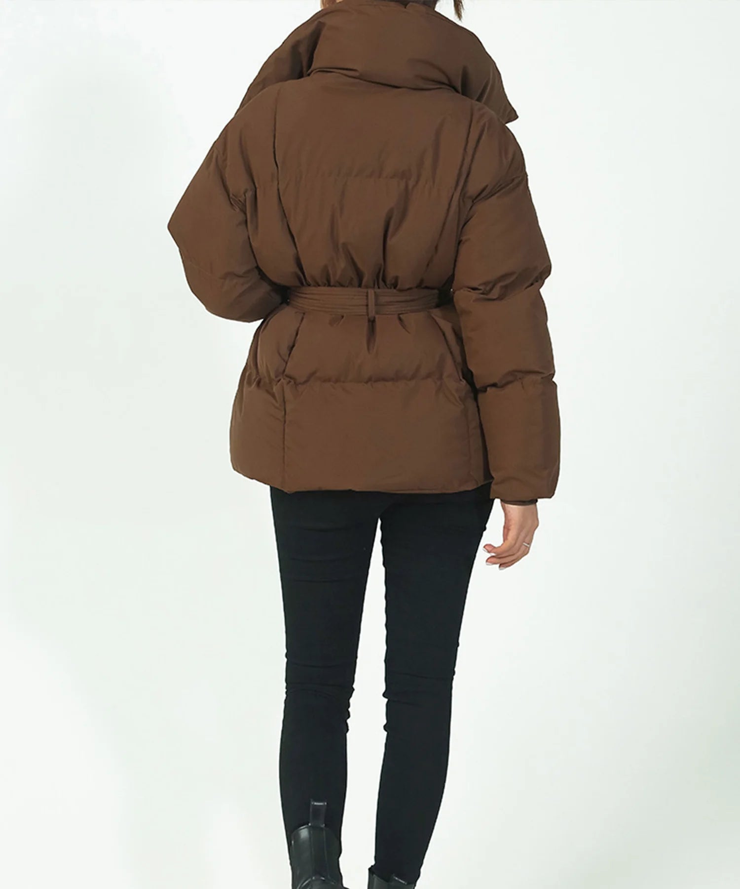 Doudoune ceinturée col oversize