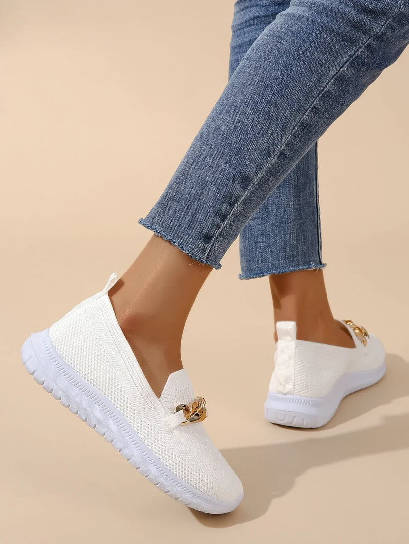 Mocassins slip-on respirants à chaîne métallique