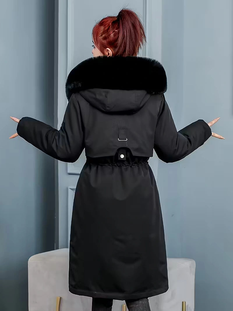 Parka longue capuche col fourrure amovible
