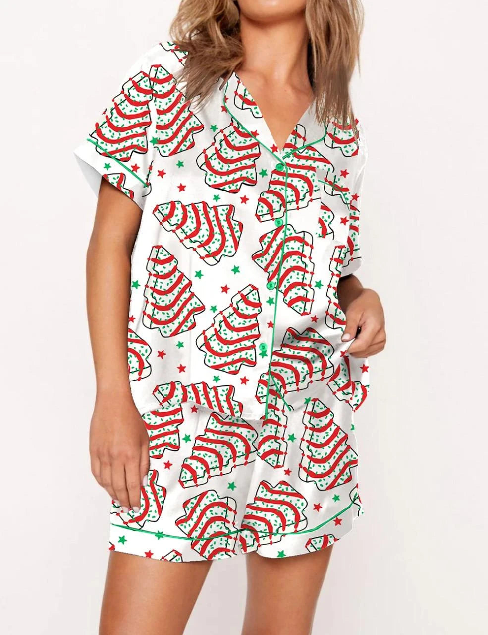 Pyjama Satin Imprimé Noël Confort Luxe