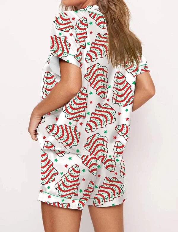 Pyjama Satin Imprimé Noël Confort Luxe