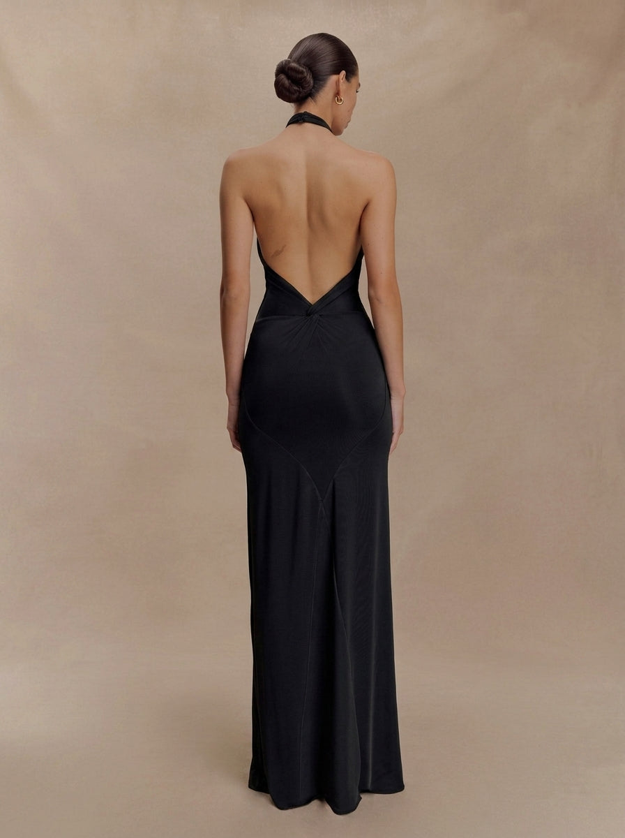 Robe longue halter dos nu