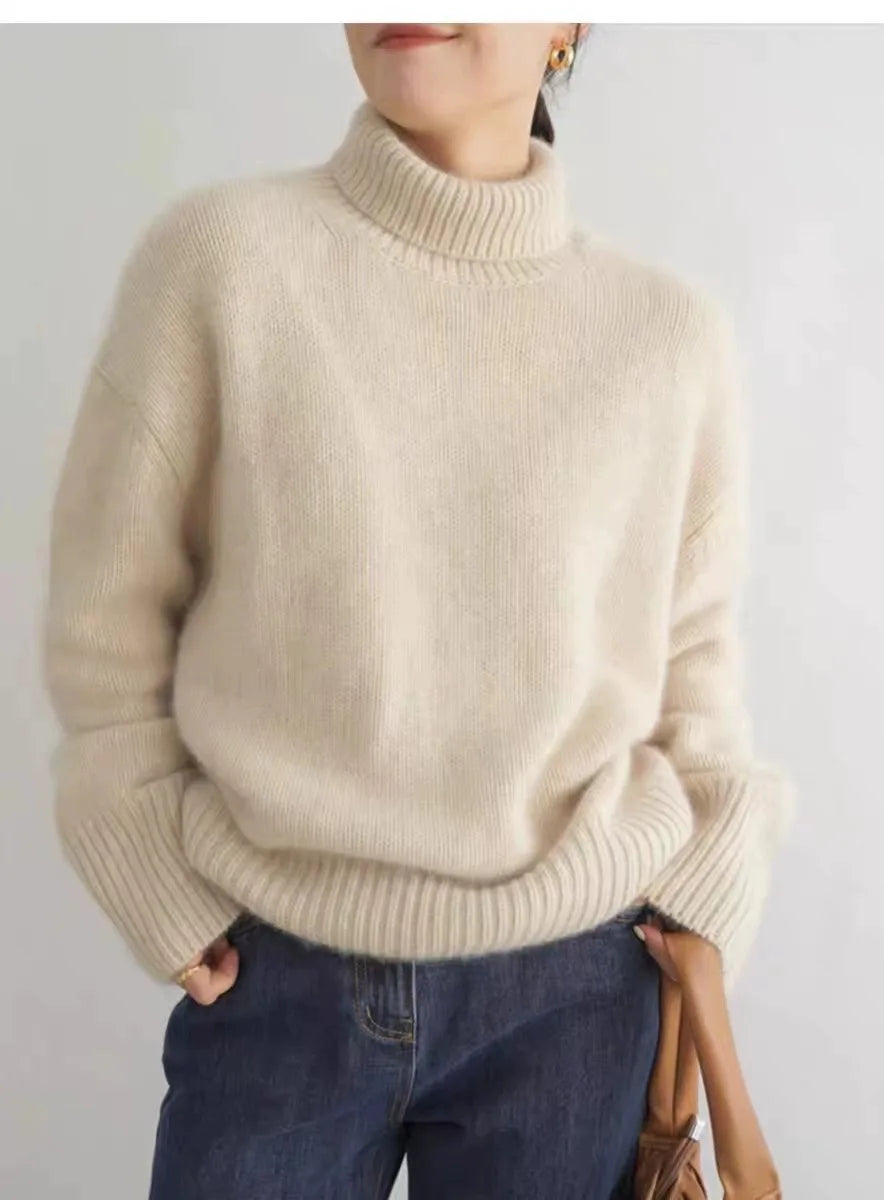 Pull Cachemire Oversize Col Roulé