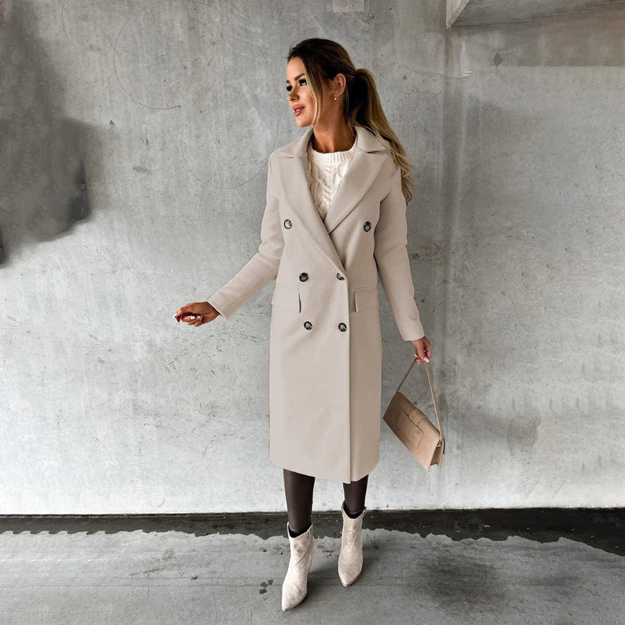 Manteau Long Laine Double Boutons