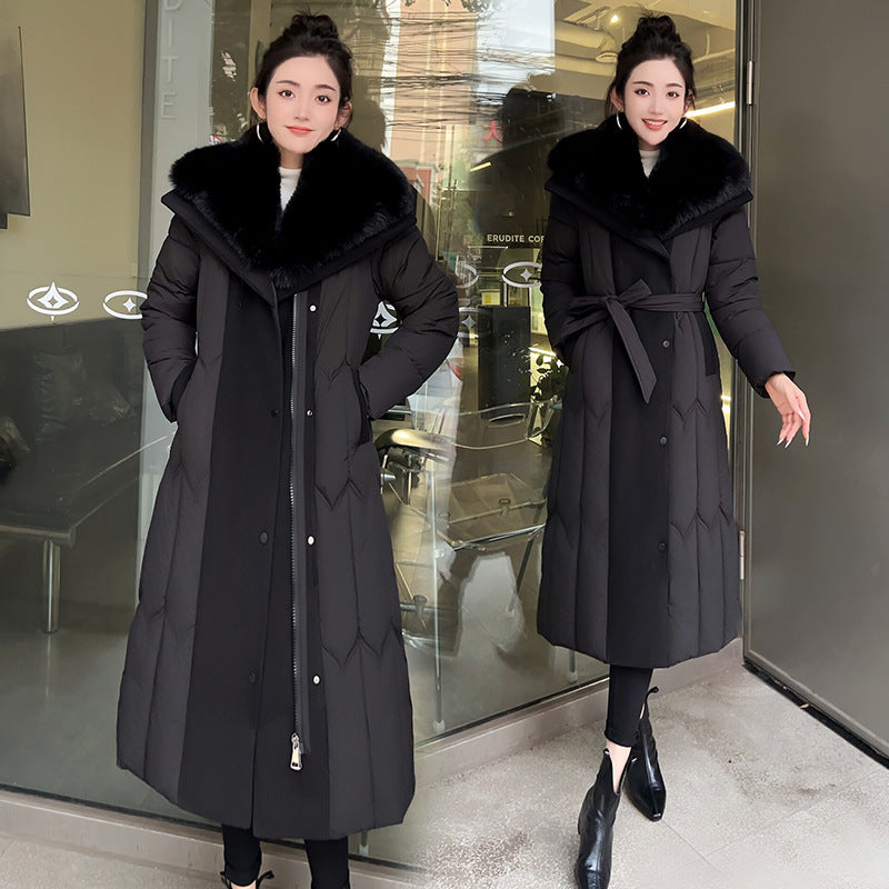 Manteau Long à Col en Fausse Fourrure