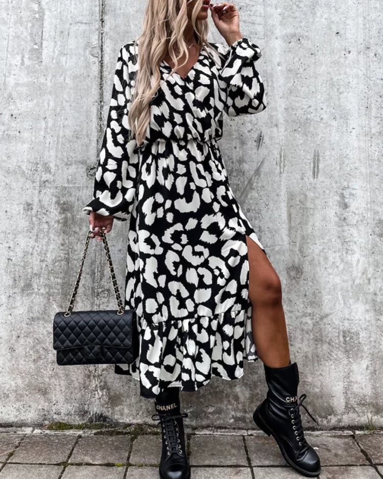 Robe Fendue Léopard