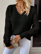 Pull ajouré en maille douce – col V ample