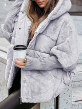 Manteau Patchwork Capuche Fourrure Coupe Ample