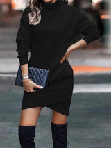 Robe Pull Col Roulé Asymétrique