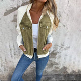 Veste Denim Manches Tricotées