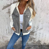 Veste Denim Manches Tricotées