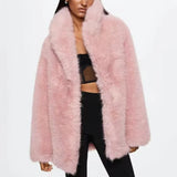 Manteau court fausse fourrure col châle