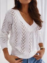 Pull Tricoté Ajouré à Col V