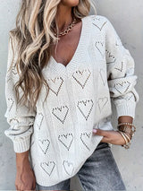 Pull tricoté ajouré à col en V