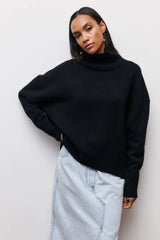 Pull col roulé maille oversize douce