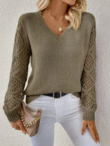Pull ajouré en maille douce – col V ample