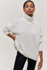 Pull col roulé maille oversize douce