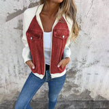 Veste Denim Manches Tricotées