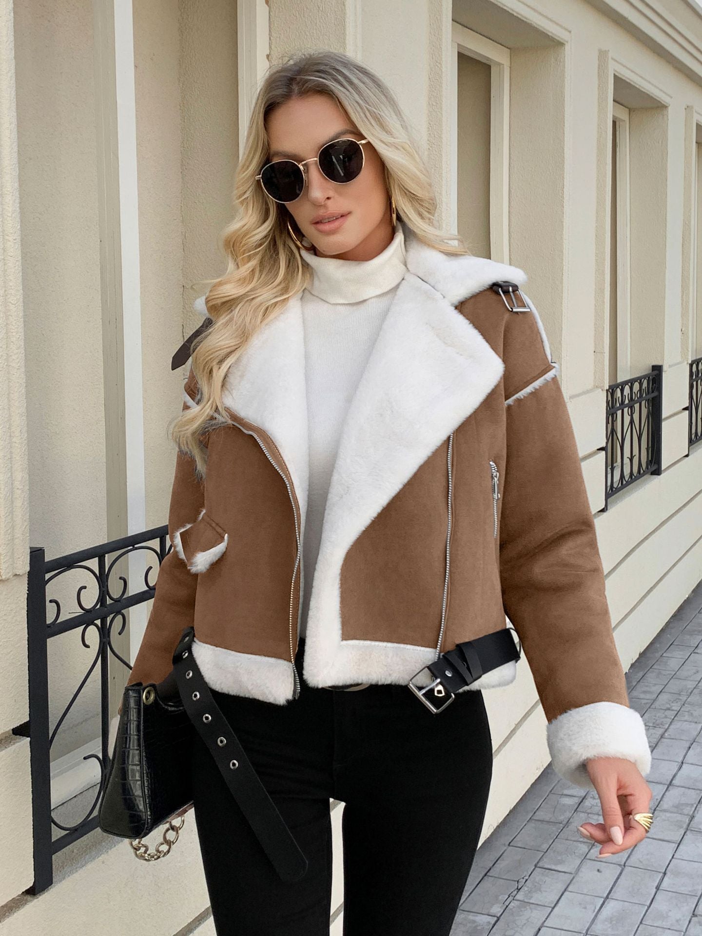Manteau Épais Ajusté avec Poches