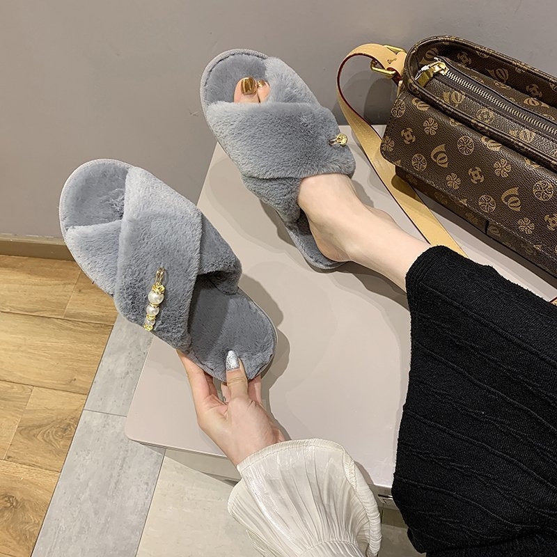 Chaussures Pantoufles Coton Talon Valissea Femme