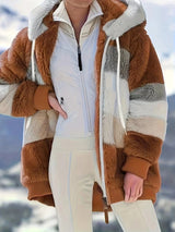 Veste teddy multicolore à capuche zippée