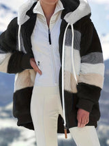 Veste teddy multicolore à capuche zippée
