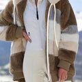 Veste teddy multicolore à capuche zippée