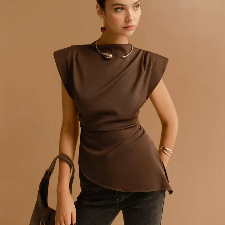 Sélène – Top Asymétrique Sculptural