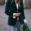 Blazer velours col tailleur bouton unique