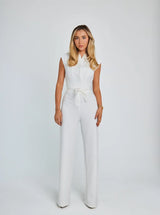 Combinaison Tailleur Sans Manches Ceinturée Taille Haute