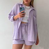 Ensemble Chemise Oversize et Short Gaze de Coton
