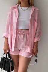 Ensemble Chemise Oversize et Short Gaze de Coton